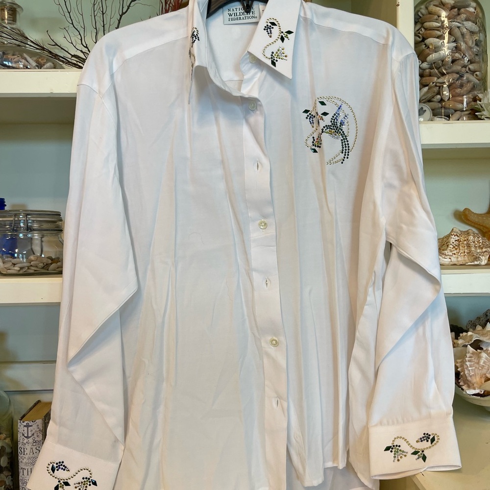 National wildlife shirt rhinestone hummingbird front